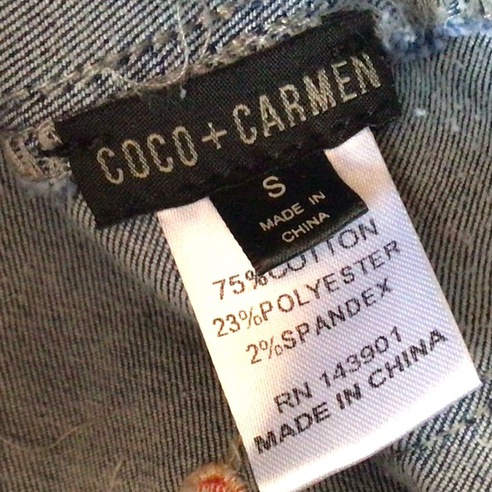 Coco + Carmen Asra Tummy Control Embroidered Denim Capris In Medium Wash - Picture 7 of 7